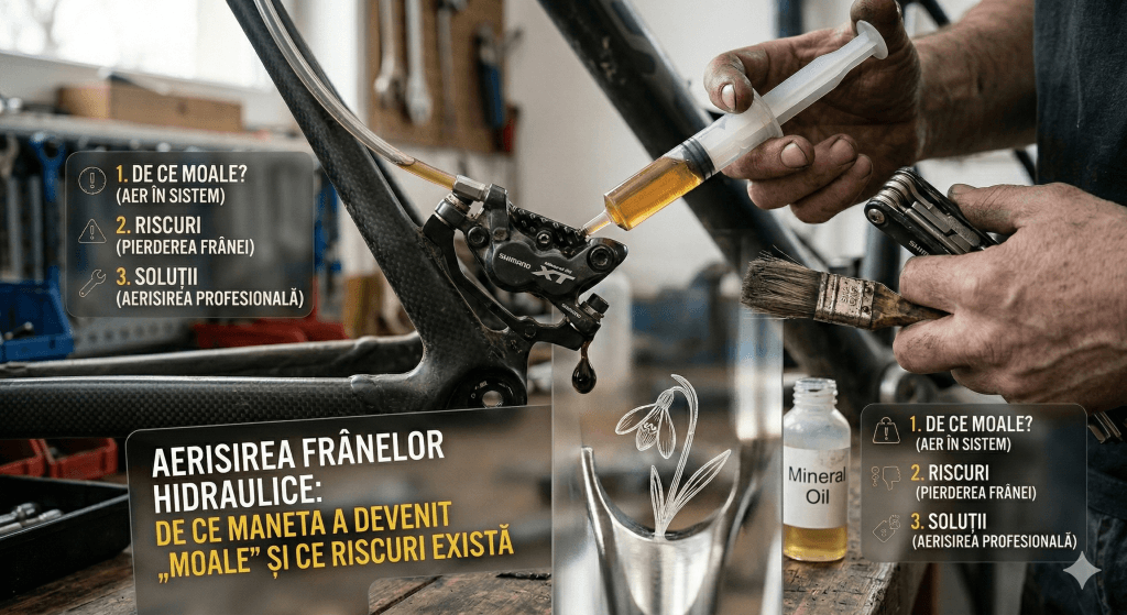 Aerisirea frânelor hidraulice: De ce maneta a devenit „moale” și ce riscuri există. 1 Service Biciclete Bucuresti - Aerisirea frânelor hidraulice