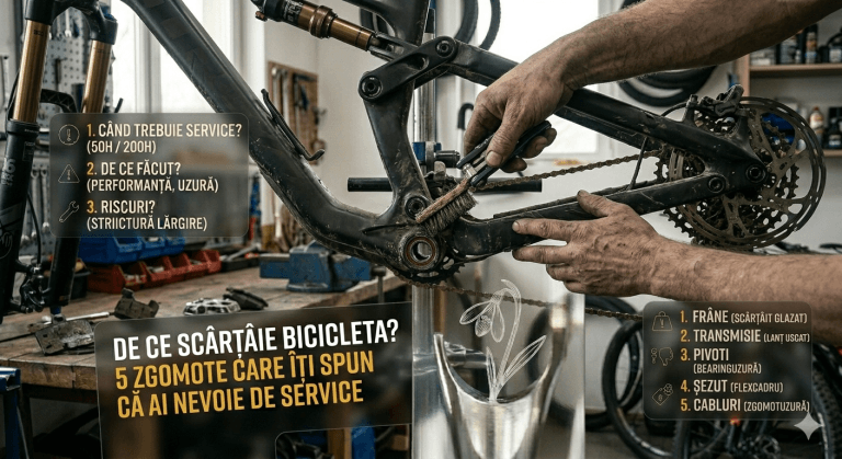 De ce scârțâie bicicleta? 5 zgomote care îți spun că ai nevoie de service. 3 De ce scârțâie bicicleta? Service Biciclete Sector 6