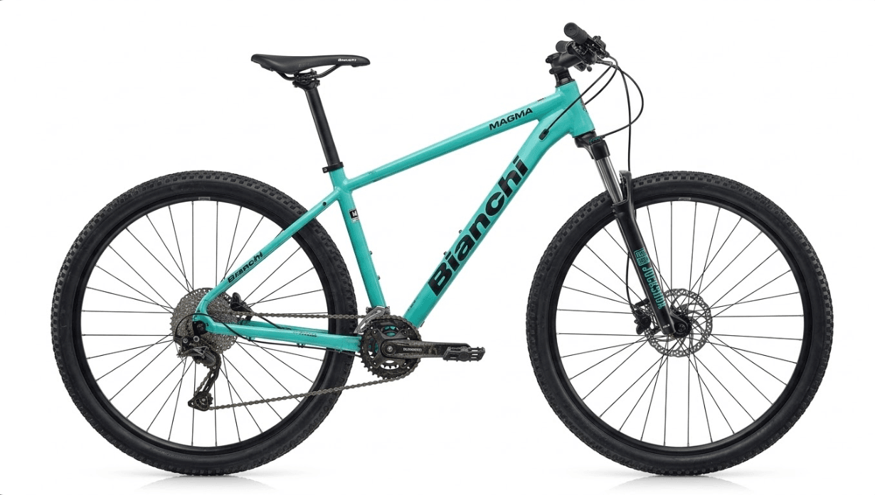 Bicicletă MTB Bianchi Magma Celeste – Furcă RockShox Judy – Transmisie Shimano Deore 1x – Frâne Disc Hidraulice – Bicicleta Second Hand