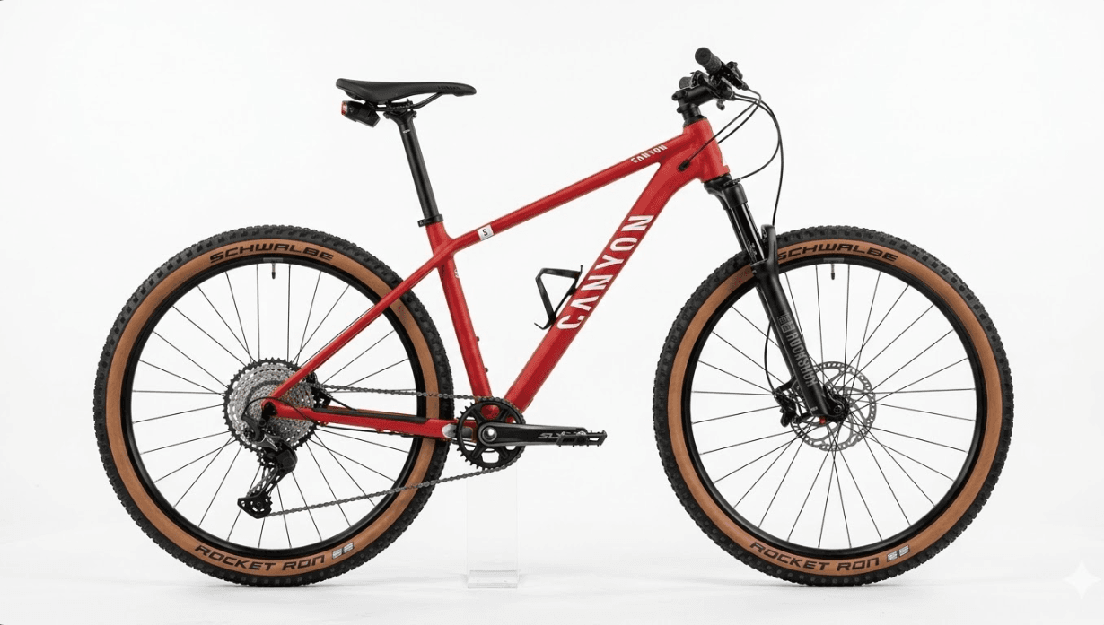 Bicicletă MTB Hardtail Canyon – Roșu Mat – Furcă RockShox – Cauciucuri Rocket Ron Tan – Bicicleta Second Hand