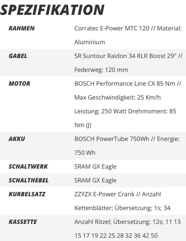 Bicicletă Electrica MTB Full-Suspension Motor Bosch 85Nm 750w Corratec MTC 120 – Bicicleta Second Hand Ocazie
